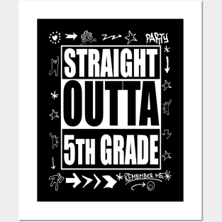 Straight Outta 5th Grade T Shirt Funny Cute Graduation Gift Posters and Art